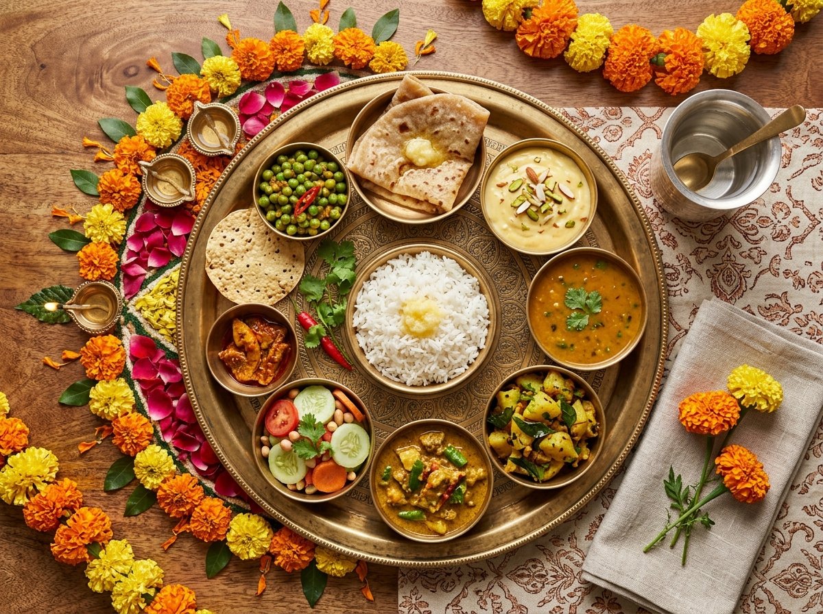 Traditional Brass Thali Feast